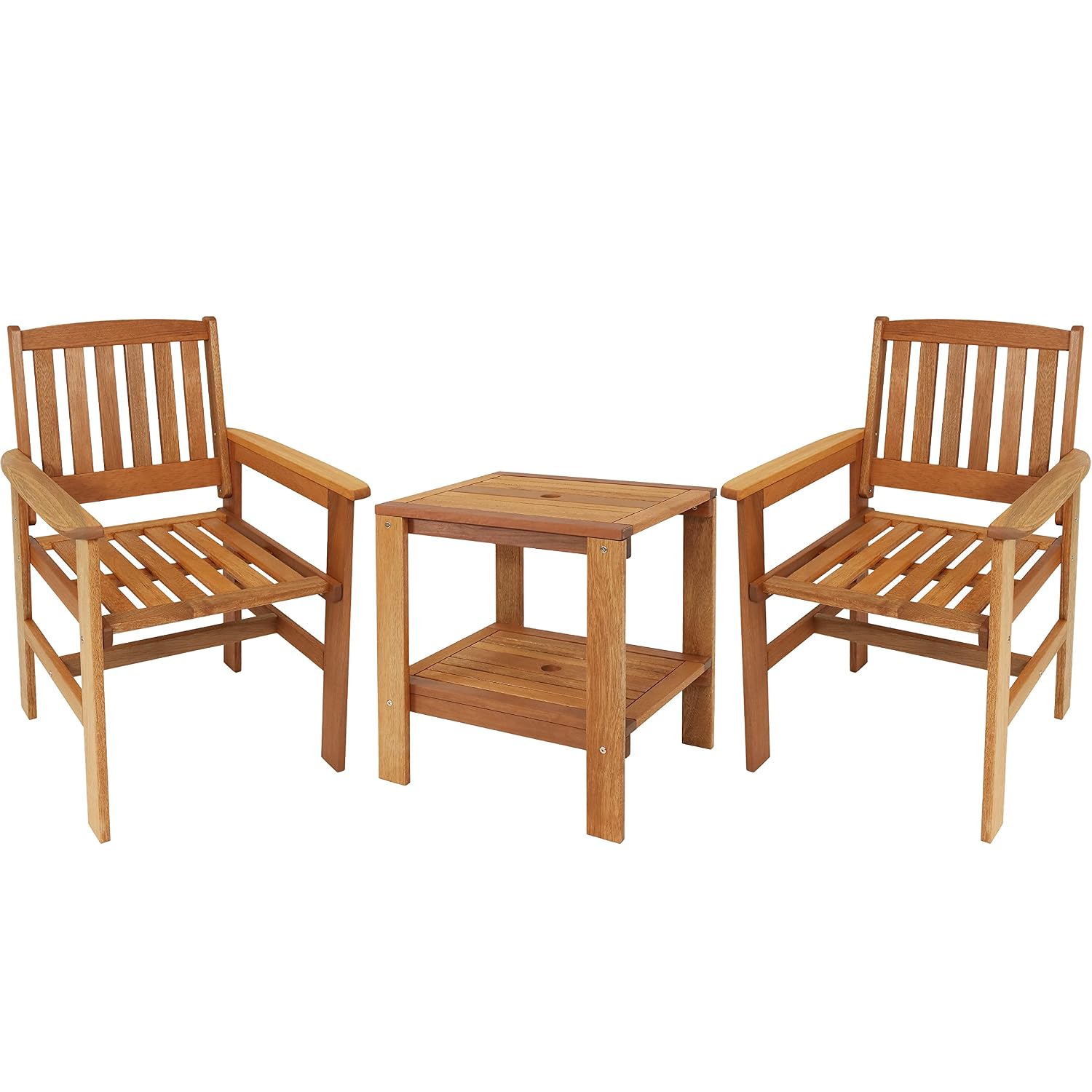 Outdoor Furniture Oil Teak - Set Patio Kayu 3-Potong 2 Kursi