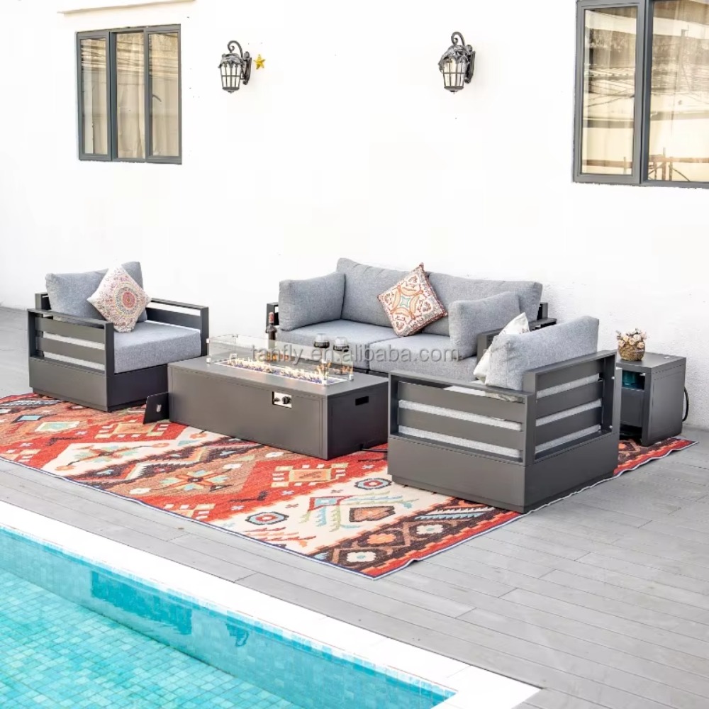 Outdoor Furniture Fire Pit - Set Furnitur Taman Modern Aluminium untuk
