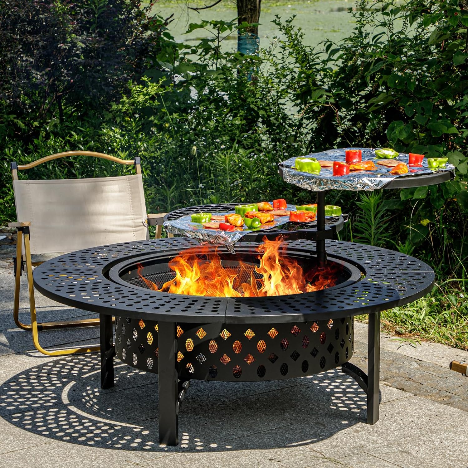 Meja Api Unggun Kayu Ukuran Ek - Outdoor Furniture Fire Pit ulasan dan harga