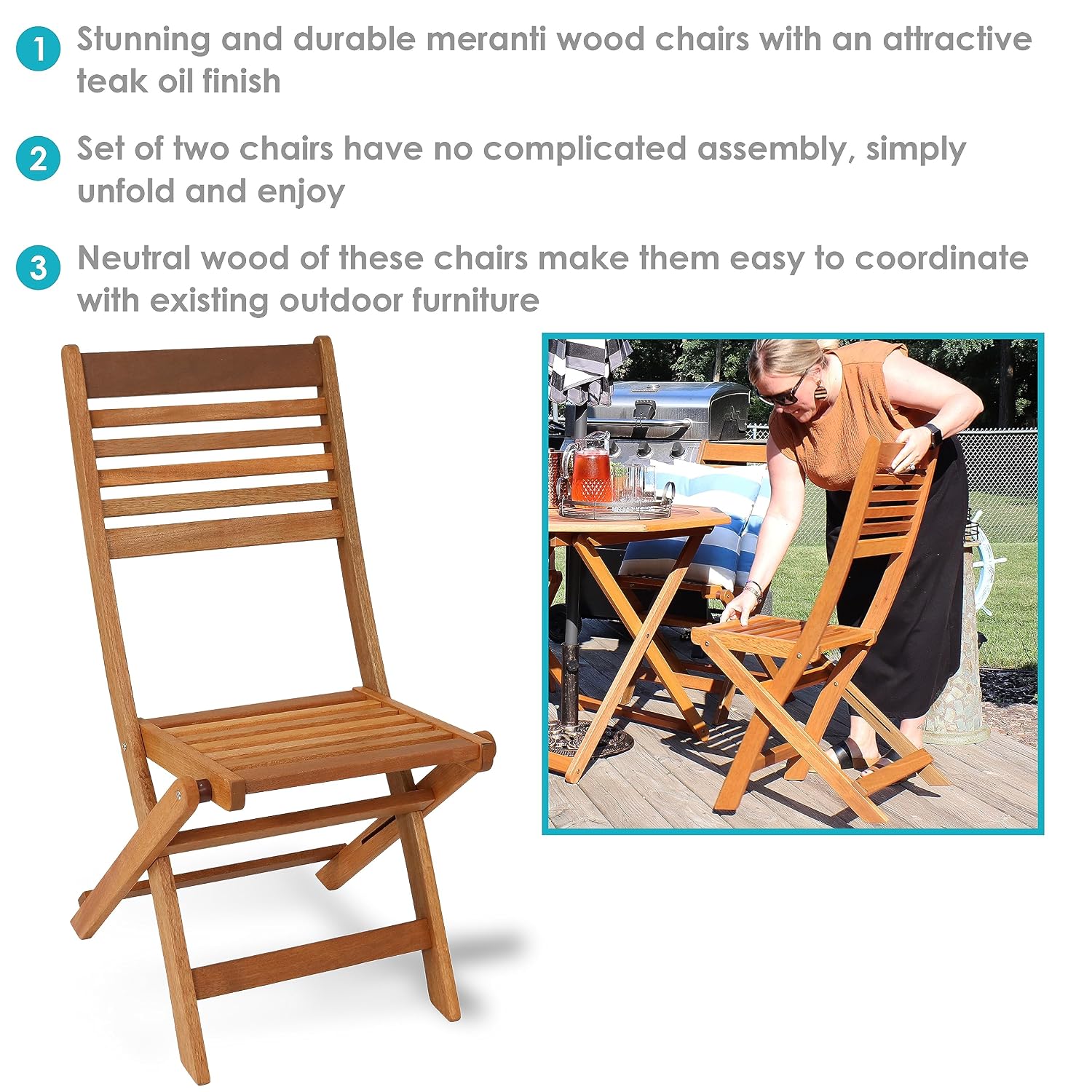 Set Kursi Teras Kayu Lipat Out - Outdoor Furniture Oil Teak ulasan dan harga