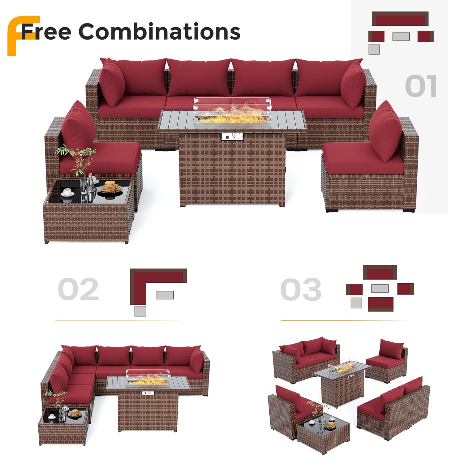 Set Sofa & Meja Api Luar Ruang - Outdoor Furniture Fire Pit ulasan dan harga