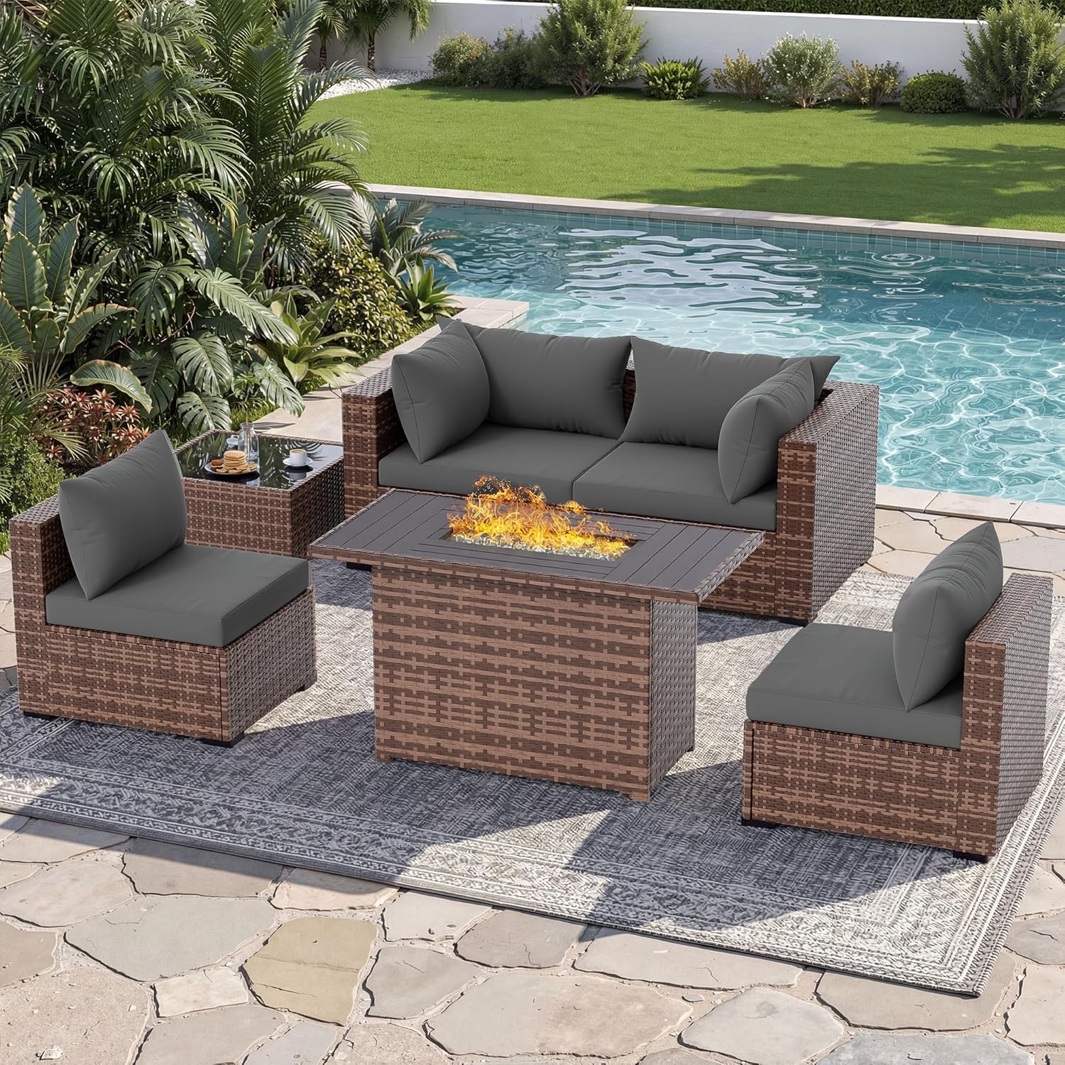 Set Sofa Seksional Luar Ruanga - Outdoor Furniture Fire Pit ulasan dan harga