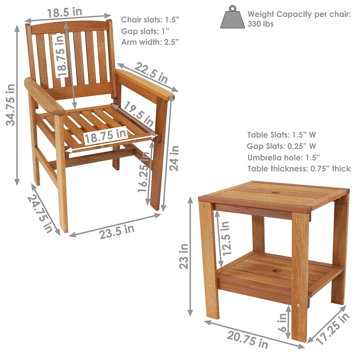 Set Patio Kayu 3-Potong 2 Kurs - Outdoor Furniture Oil Teak ulasan dan harga