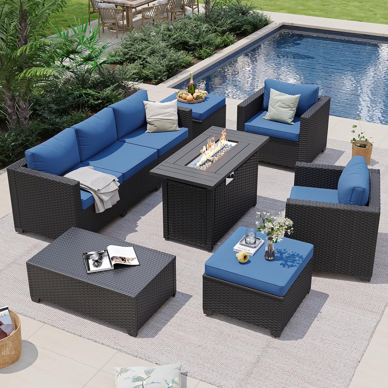 Sofa Seksional Luar Ruangan Bi - Outdoor Furniture Fire Pit ulasan dan harga