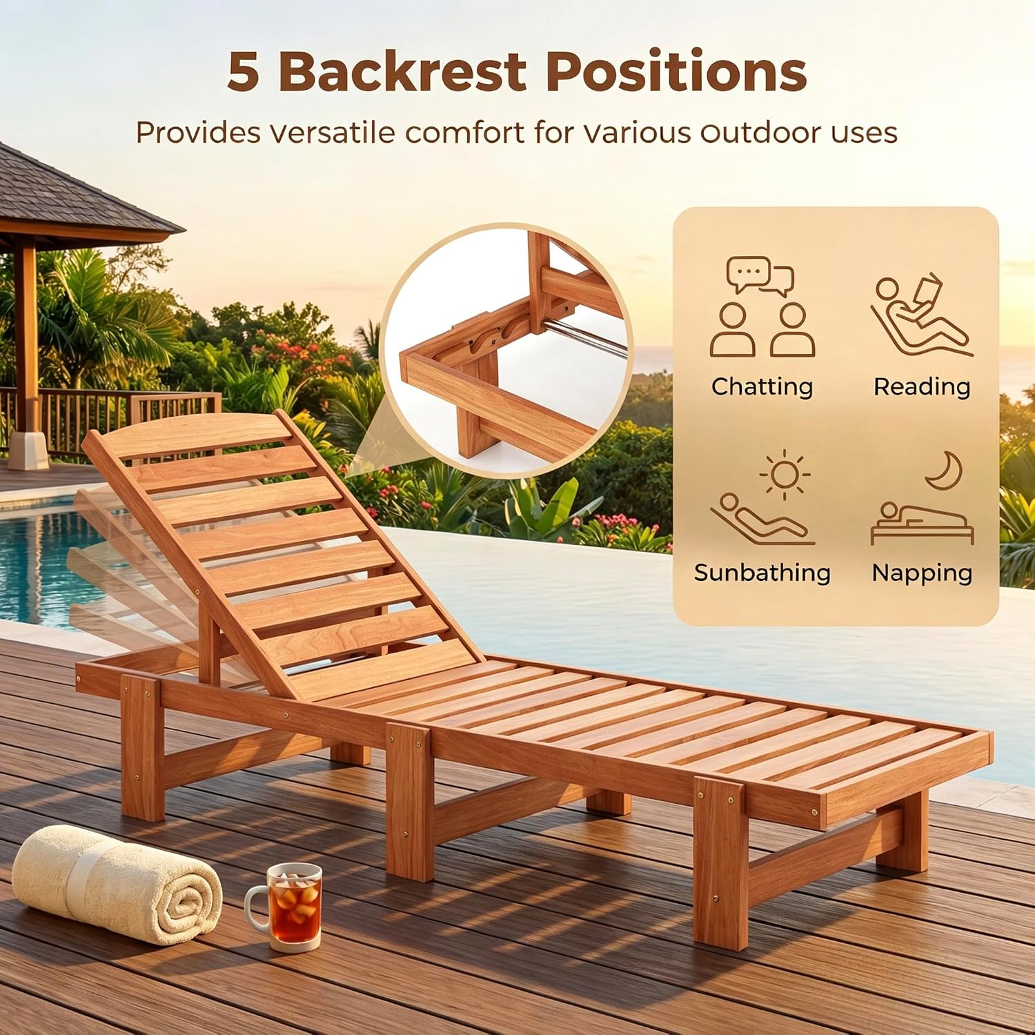 Kursi Santai Kayu Solid, Kursi - Outdoor Furniture Oil Teak ulasan dan harga