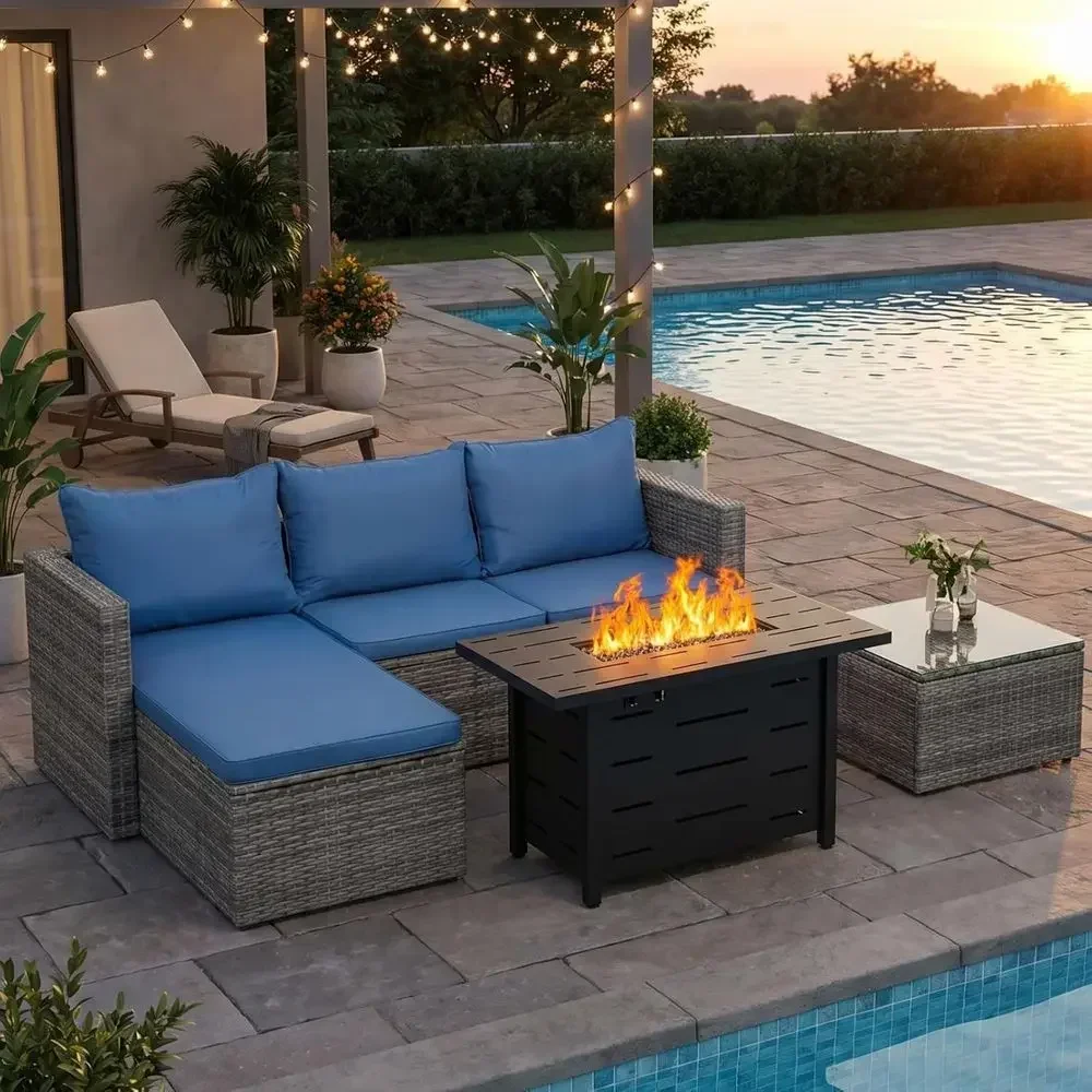 Set Furnitur Teras Rotan 4-Pot - Outdoor Furniture Fire Pit ulasan dan harga