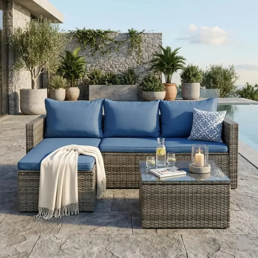 Set Furnitur Teras Rotan 4-Pot - Outdoor Furniture Fire Pit ulasan dan harga